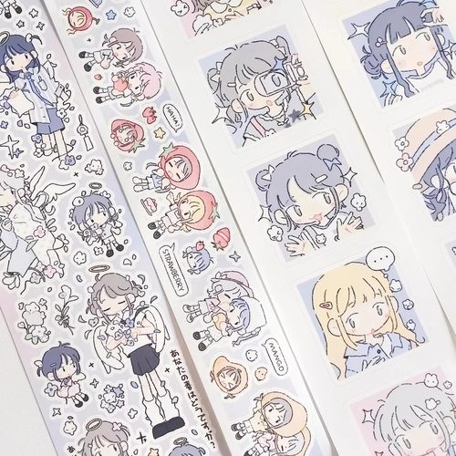 Kirakira可爱女孩切膜贴纸卷分装