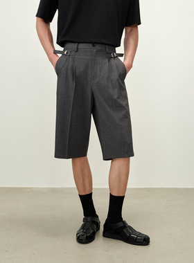 ROYA丨花灰人丝羊毛混纺百慕大西装短裤垂坠感精纺羊毛质地五分裤