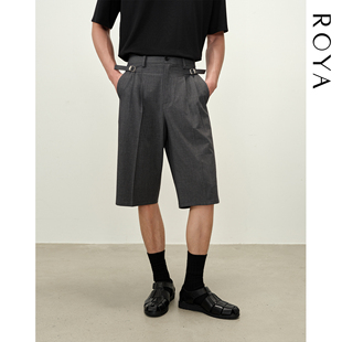 ROYA丨花灰人丝羊毛混纺百慕大西装短裤垂坠感精纺羊毛质地五分裤