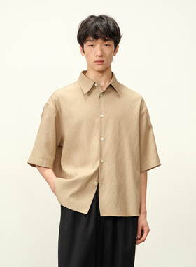 ROYA丨亚麻人丝混纺短袖衬衫松弛感夏季通勤短宽廓型舒适透气骨感