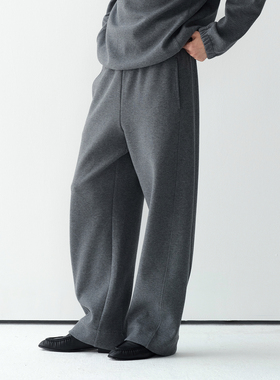 ROYA | 日产二重织锁温有机棉双面花纱抽绳简约秋冬弯刀休闲卫裤