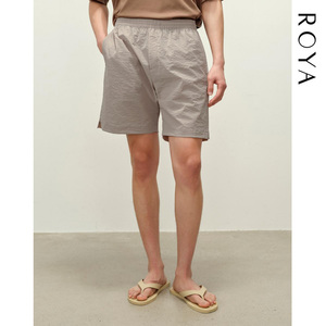 ROYA丨高密微皱肌理感防晒轻量短裤松紧通勤简约机能进口尼龙舒适