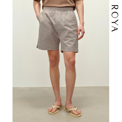 ROYA丨高密微皱肌理感防晒轻量短裤松紧通勤简约机能进口尼龙舒适