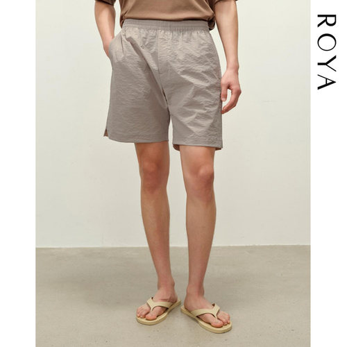 ROYA丨高密微皱肌理感防晒轻量短裤松紧通勤简约机能进口尼龙舒适
