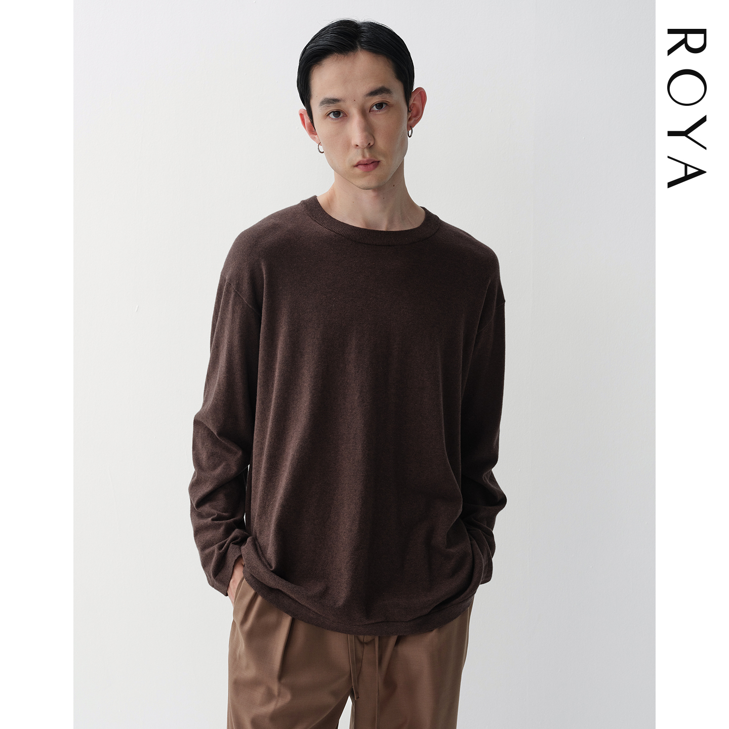 ROYA | 山羊绒棉混纺一体毛织短袖秋季通勤松弛感毛织圆领TEE