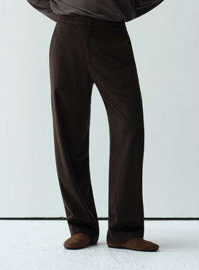 ROYA | 羊驼毛羊毛混纺半松紧腰头休闲花纱西裤男士羊毛阔腿裤