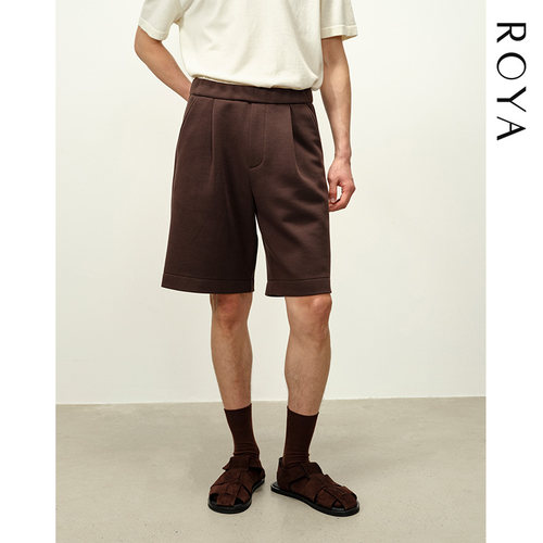 ROYA丨重磅双面空气层单褶微廓西装短裤休闲剪裁简洁线条立体挺括