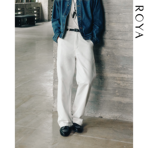 ROYA | 日产轻量有机棉伐木工装裤宽松直筒白色休闲裤男春款
