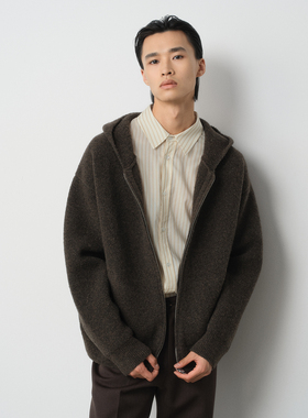 ROYA | 重磅澳洲羊毛混纺连帽针织毛衣外套