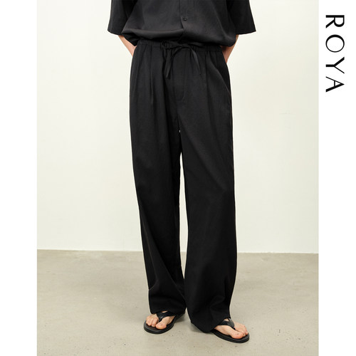 ROYA丨亚麻混纺抽绳休闲裤