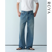 ROYA 美国CONE康龙牛仔面料14OZ复古水洗阔腿直筒牛仔裤