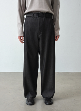 ROYA丨丝光澳毛丹宁腰带牛仔裤工装老钱风羊毛精纺千禧年时装廓形