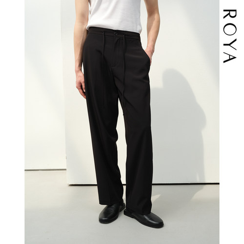ROYA | 进口三醋酸哑光缎面绸丝垂感直筒微宽松休闲长裤春夏男裤