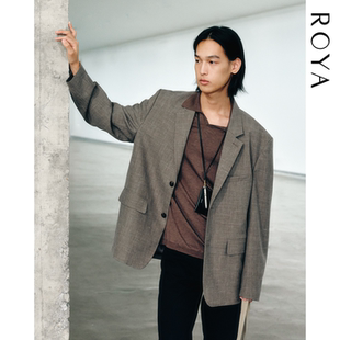 ROYA | 澳洲美丽诺羊毛亚麻单排扣西装廓形无结构毛麻混纺春款男