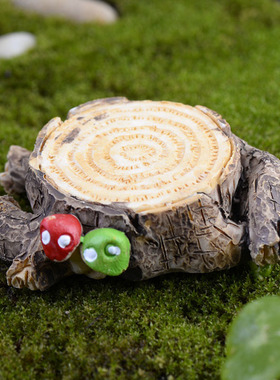 微景观卡通蘑菇树桩小摆件创意生态瓶植物装饰手工迷你小玩具公仔