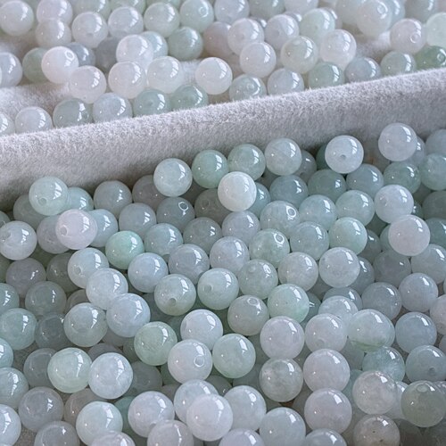 天然翡翠A货冰糯6.3mm圆珠