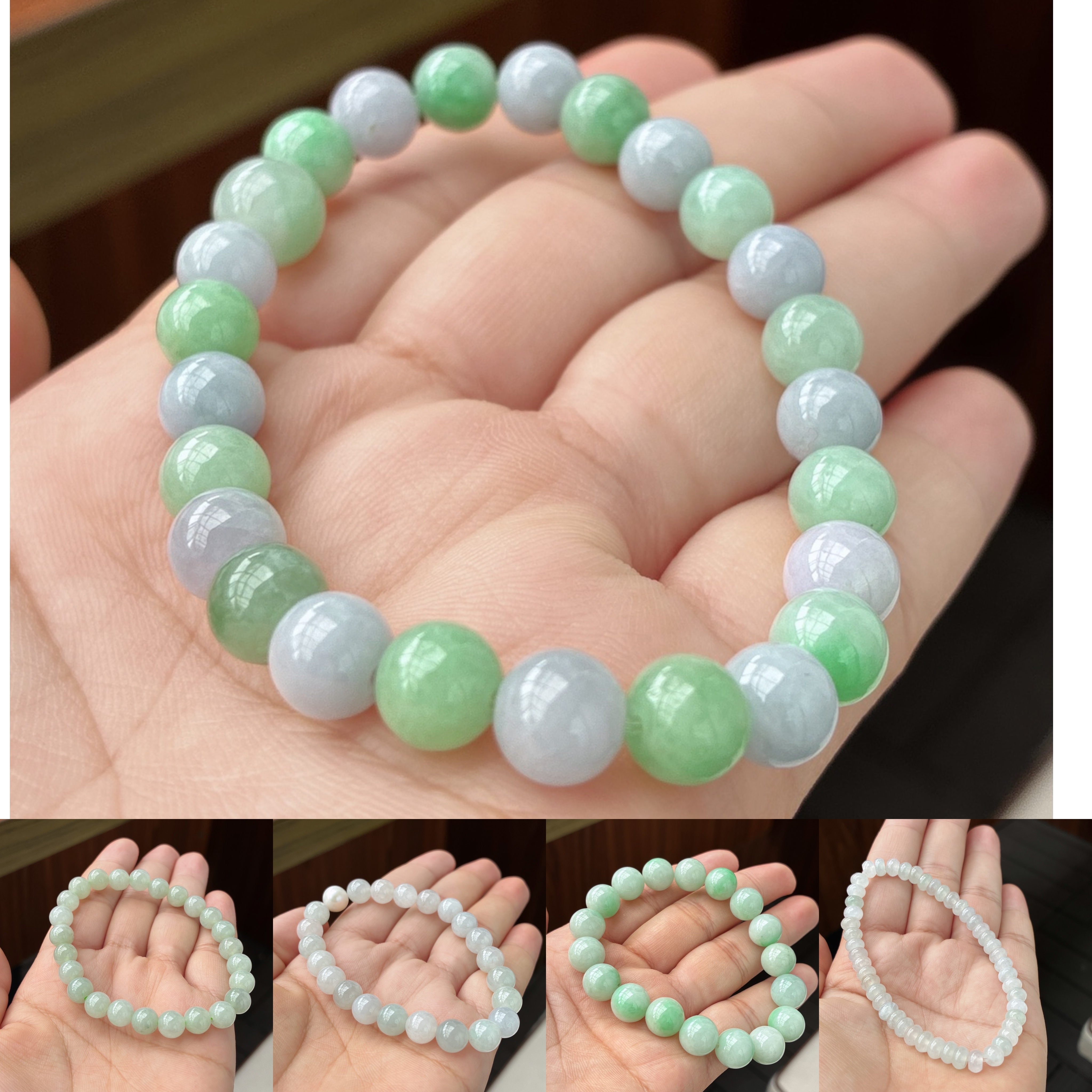 缅甸天然翡翠a货翡翠手链手串单圈孤品