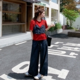 夏款上新2D037-8860-P155-K238假两件T恤牛仔裤套装，女装套装/套裙，2D037