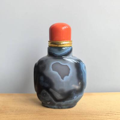 天然巴西玛瑙蒙古鼻烟壶