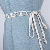 手工民族风编织腰带女细配裙子打结腰绳子装 饰汉服流苏串珠裙带