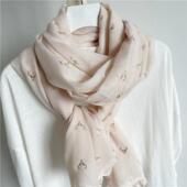 新款 护颈保暖披肩两用 棉麻丝巾时尚 围巾冬季 女麋鹿旅游春秋薄款