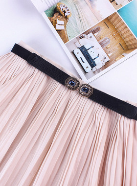 复古水钻黑色腰封女装饰百搭毛衣连衣裙子腰带细弹力松紧束腰夏季