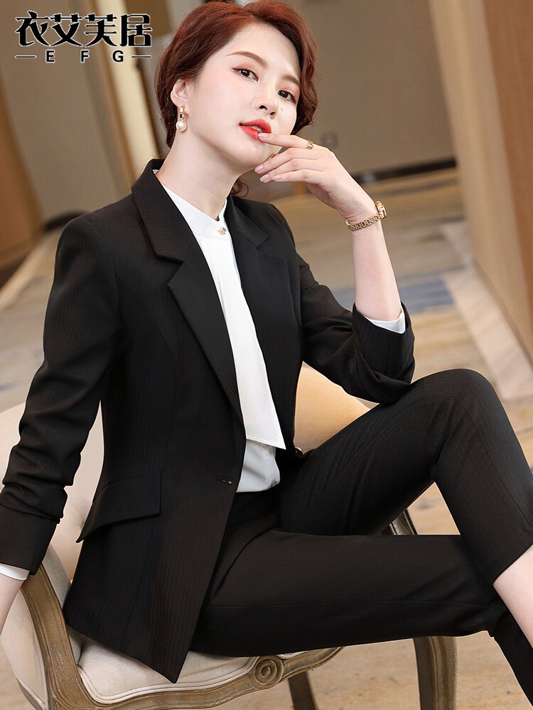 회색 전문 정장 가을 겨울 유행 기질 여신 모델 CEO 정장 고급 호텔 매니저 작업복