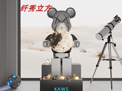 可爱卡通暴力熊摆件玻璃钢植绒效果客厅玄关电视柜桌面展示柜装饰