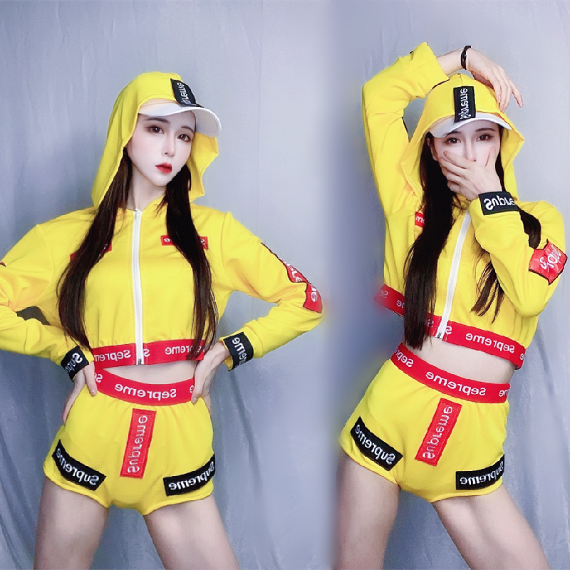 ds演出服新款女歌手dj夜店酒吧黄色贴章绣章爵士舞性感短外套套装,女装/女士精品,民族服装/舞台装,淘宝优惠券,粉丝福利购,淘宝优惠卷