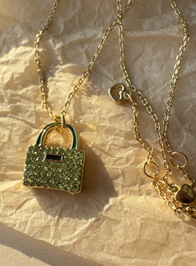 外贸出口单 黄铜镀金很绿的书包锆石项链 青岛饰品k系列