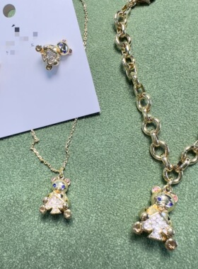 高品质外贸饰品小众甜美田园风小熊耳钉项链手链可爱的熊熊
