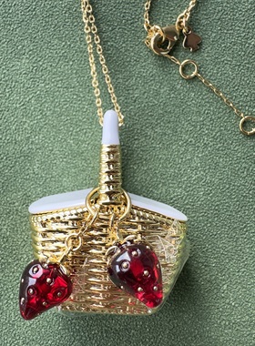 欧美田园植物红树脂草莓珍珠小篮子蜜蜂宝石手链项链