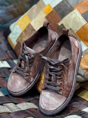 疯子张原创秋款羊皮复古做旧手工擦色斑驳感舒适休闲鞋#3228正码