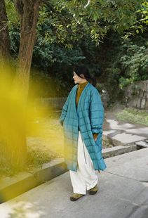 如眸原创设计系绳长款羽绒服外套Y1930