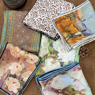 大飘带 桑蚕丝真丝围巾丝巾小丝带领巾双面异色花萝长款 After 新款