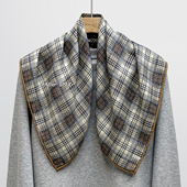 After 英伦格艺术 通勤风桑蚕丝真丝羊毛双面异色中方巾围巾女