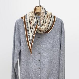 After【巡礼】 法式风素雅~30真丝70羊毛菱形巾桑蚕丝丝巾披肩