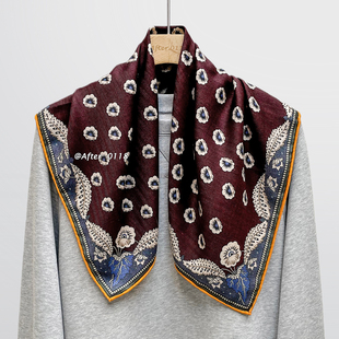 丝毛丝巾高级感 老钱风真丝羊毛围巾女秋冬季 After 深蓝佩斯利