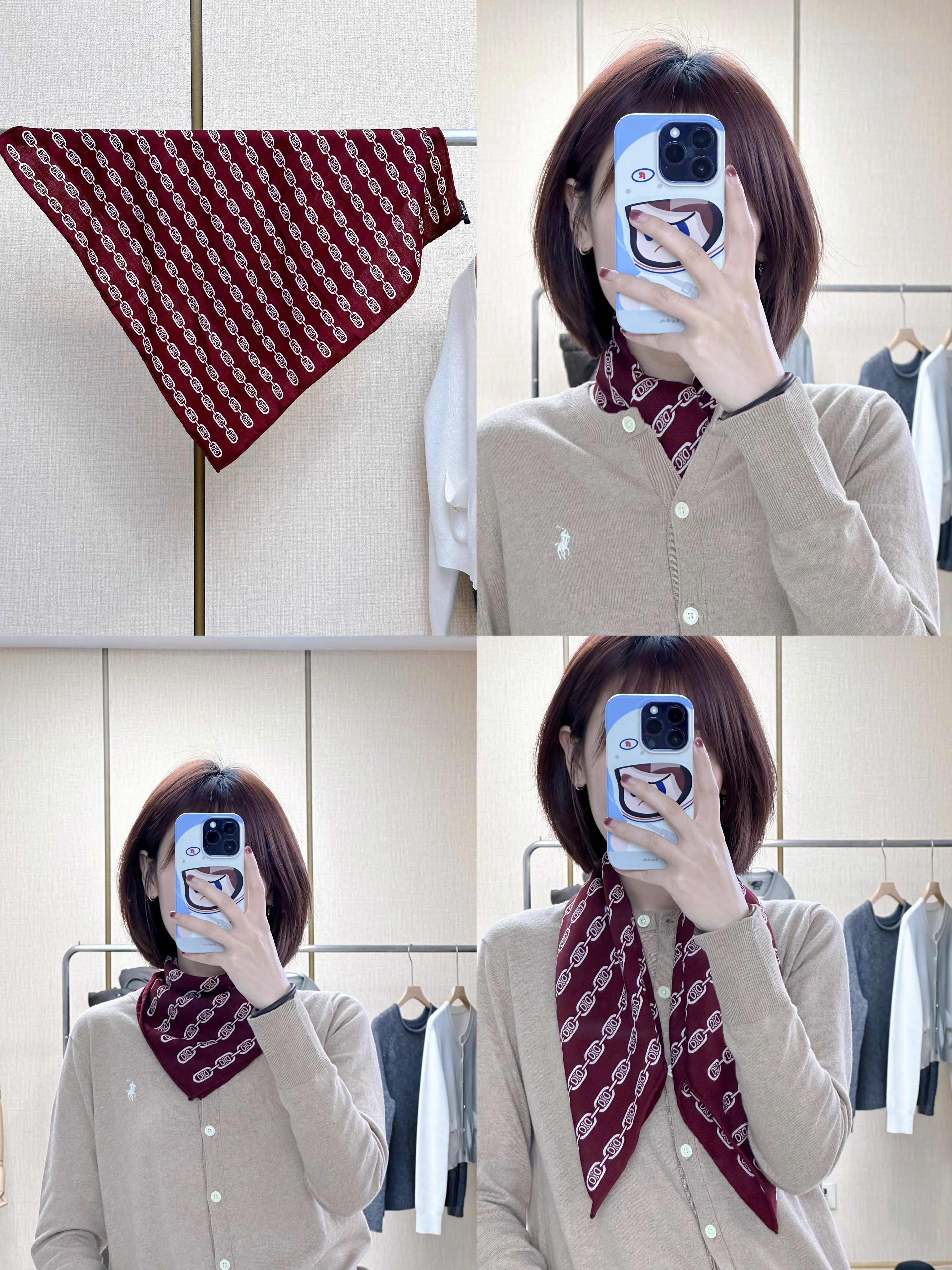 真丝羊毛方巾酒红色围巾穿搭搭配