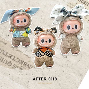 适用泡泡玛特labubu拉布布坐坐可爱手工绑娃真丝娃衣衣服配饰穿搭