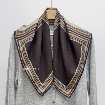 双面异色老钱高级真丝羊毛围巾女