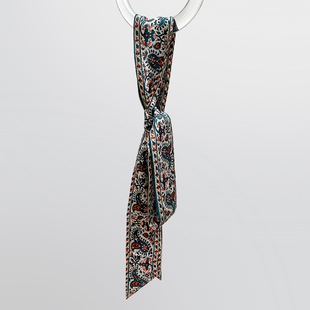 复古桑蚕丝真丝斜纹绸围巾丝巾长巾飘带女 意式 After 老钱风