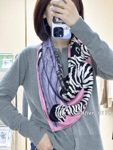 After 斑纹飞马 丝巾真丝桑蚕丝斜纹绸丝巾大方巾围巾披肩气质