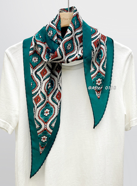 真丝双绉菱形巾轻薄款桑蚕丝