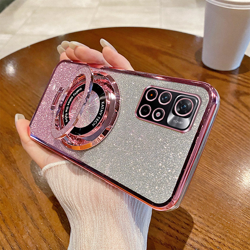 适用红米Note11S 5G海外版手机壳透明防摔软国际版全包边保护套桌面支架个性创意闪粉渐变潮女新款