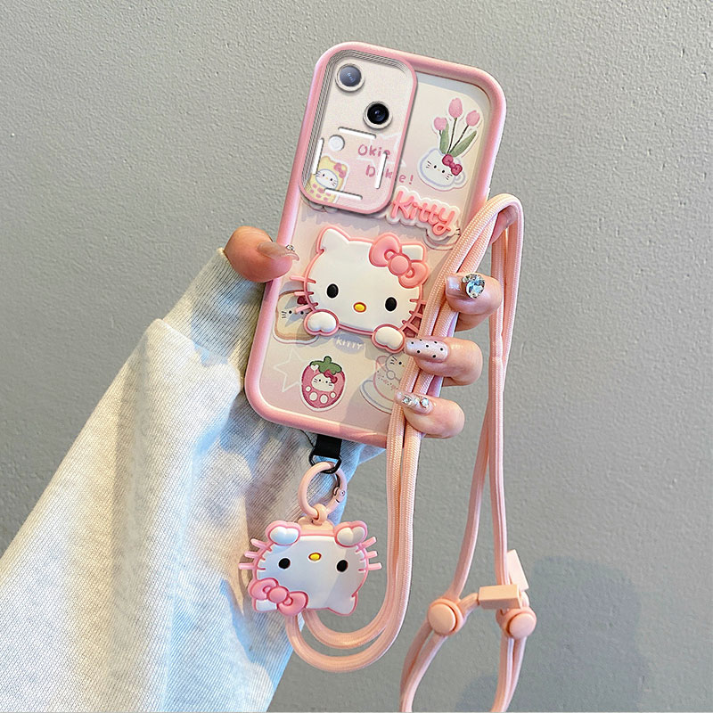 适用VIVO V30 5G海外版手机壳V30pro气囊V29防摔V27保护套V29E 5G国际版V27E个性创意V27Pro卡通可爱挂脖绳子