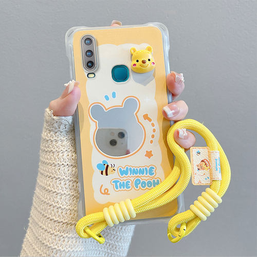 适用Vivo1902海外版手机壳Vivo1904防摔国际版硅胶软全包边保护套个性创意斜挎挂绳镜面卡通潮女可爱新款
