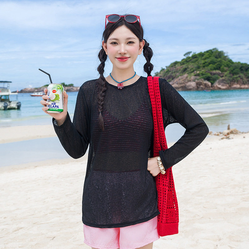 学生泳衣女胖mm分体比基尼四件套外搭罩衫可下水宽松性感防晒海边