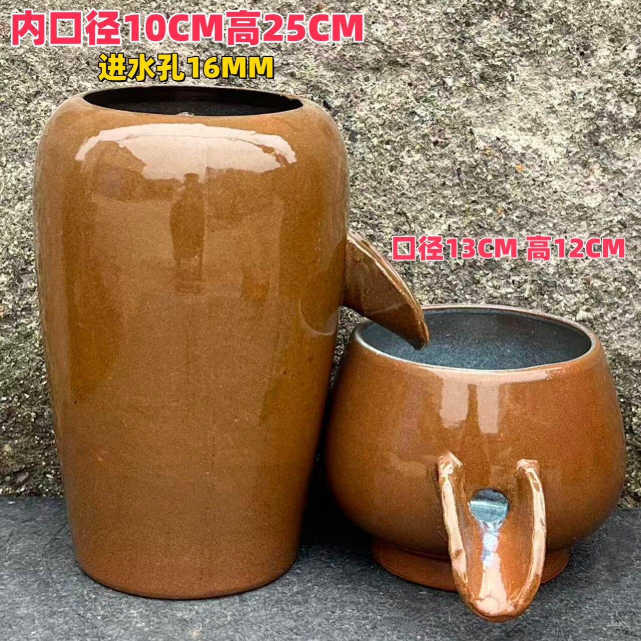 无孔特大号水培特价倒盆复古法师多肉紫砂粗陶绿植缺口造景流水罐