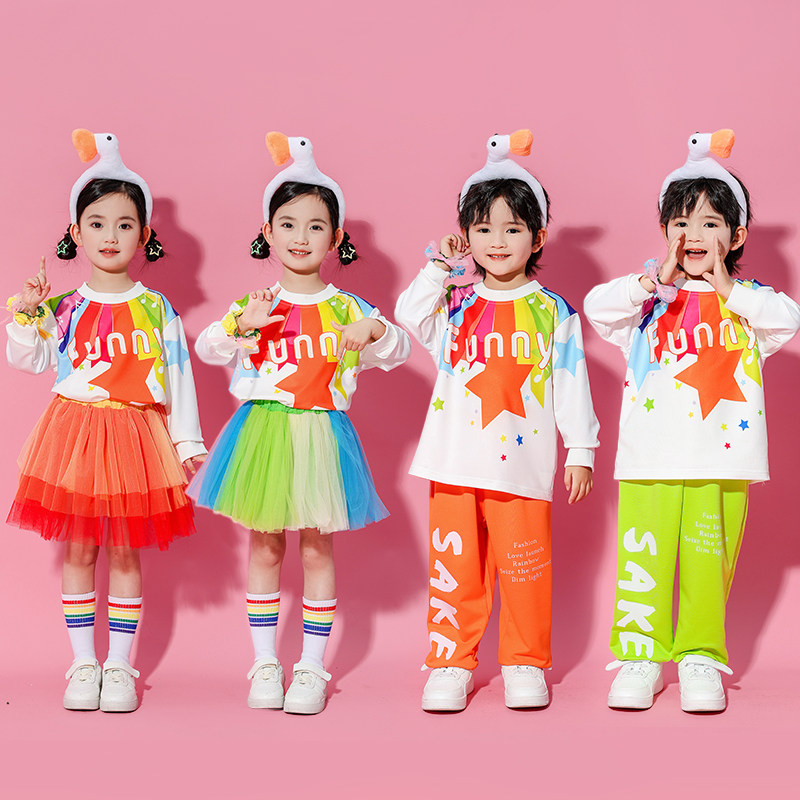 儿童啦啦队演出服套装男女童春装2025新款小学生运动会班服两件套